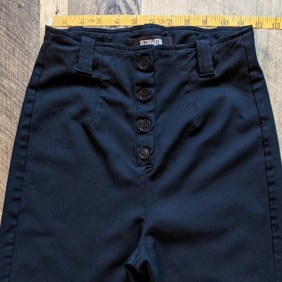 Reformation Black Twill Pants Exposed Button Fly High-Waisted - Picture 5 of 5